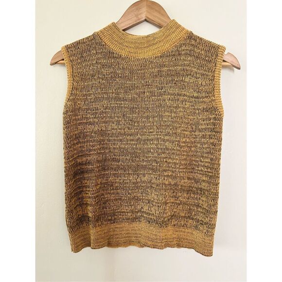 Yellow Women’s Sleeveless Vintage Knit Mock Neck Size Small - Picture 1 of 3